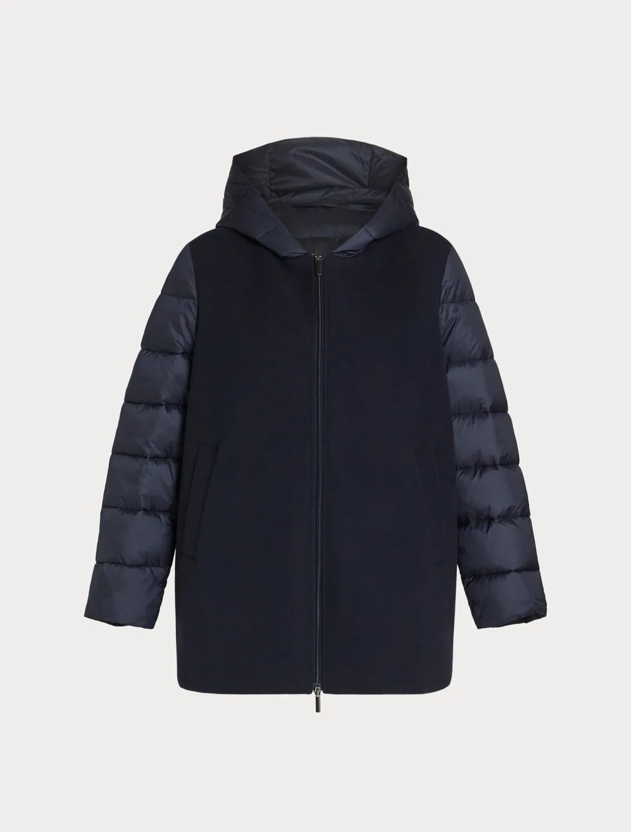 Online Marina Rinaldi Jersey cloth and water-repellent nylon fabric padded jacket MIDNIGHTBLUE