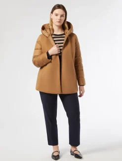 Online Marina Rinaldi Jersey cloth and water-repellent nylon fabric padded jacket HAZELNUTBROWN