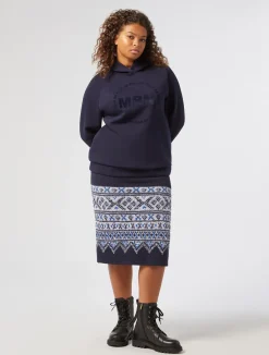 Sale Marina Rinaldi Jersey jacquard skirt MIDNIGHTBLUE