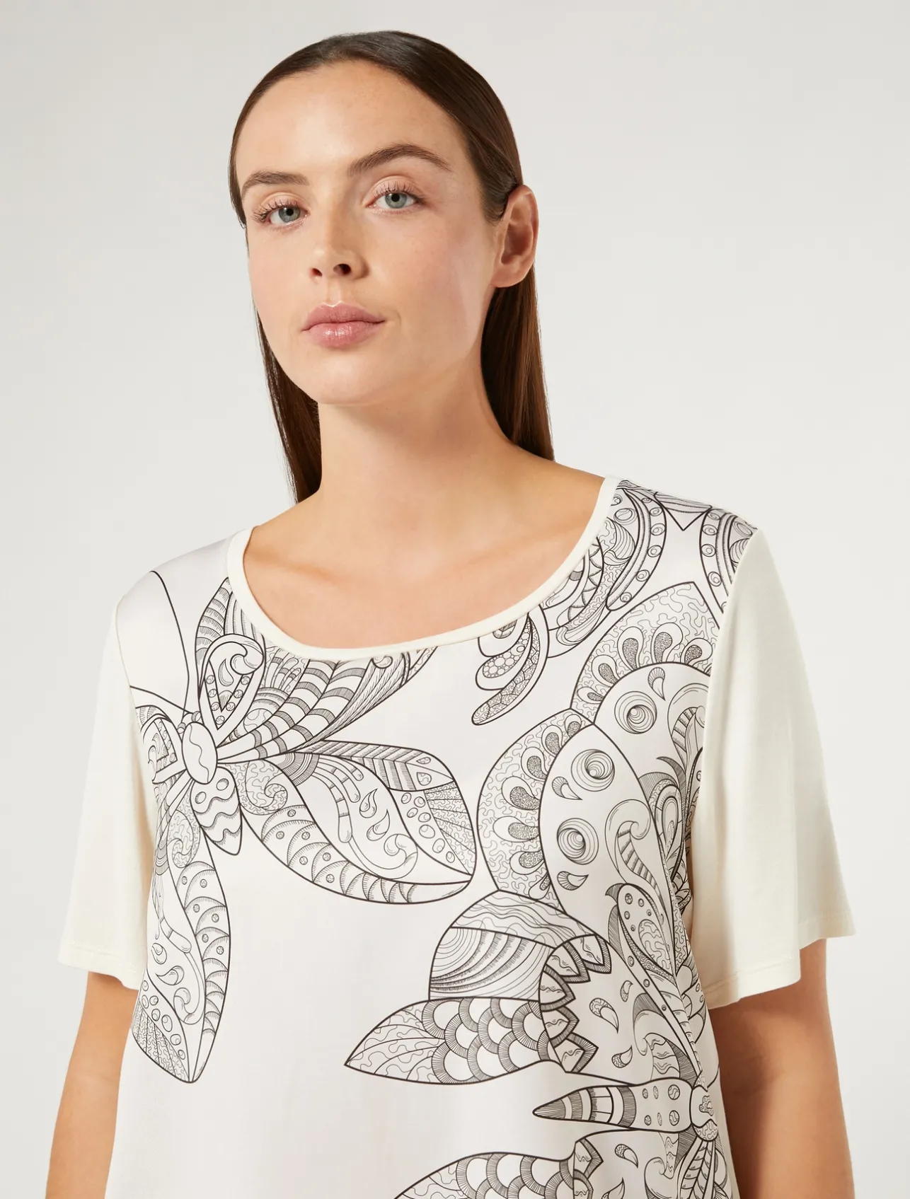 Outlet Marina Rinaldi Jersey print T-shirt IVORY