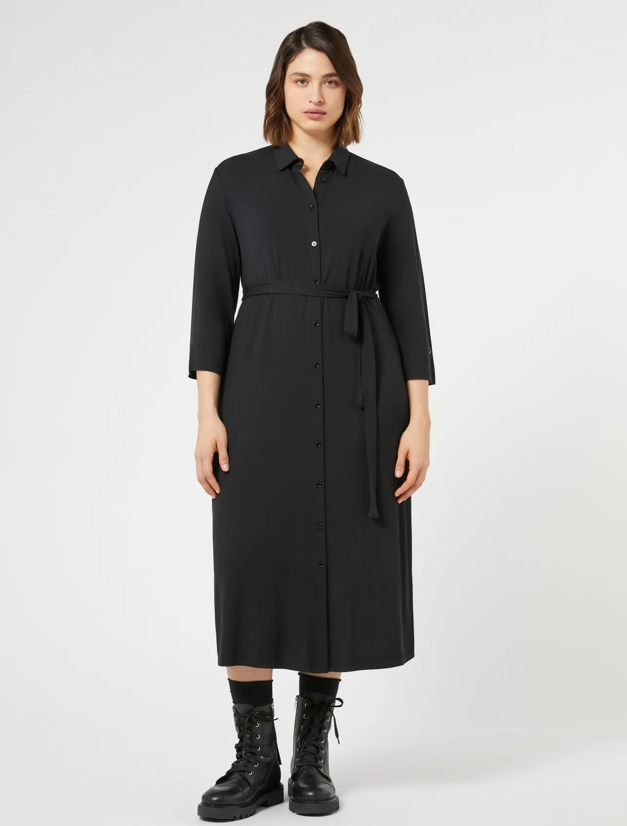 New Marina Rinaldi Jersey shirt dress BLACK