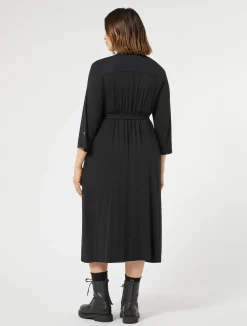 New Marina Rinaldi Jersey shirt dress BLACK