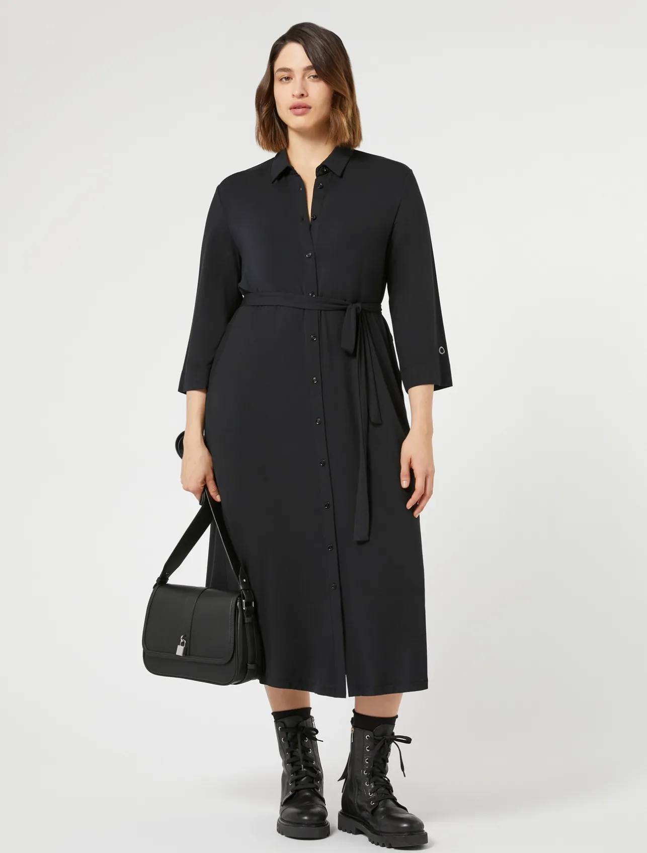 New Marina Rinaldi Jersey shirt dress BLACK