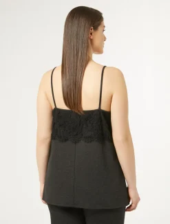 Fashion Marina Rinaldi Jersey top with lace DARKGREY