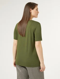 Sale Marina Rinaldi Jersey T-shirt with embroidery GREEN
