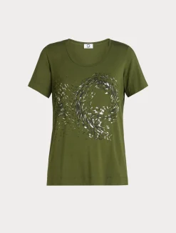 Sale Marina Rinaldi Jersey T-shirt with embroidery GREEN