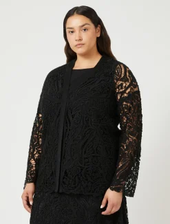 Discount Marina Rinaldi Knit cardigan with embroidery BLACK
