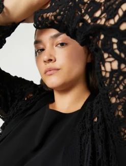Discount Marina Rinaldi Knit cardigan with embroidery BLACK
