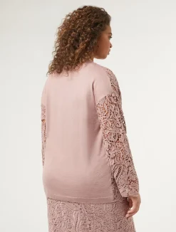 Outlet Marina Rinaldi Knit cardigan with embroidery POWDER