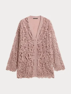 Outlet Marina Rinaldi Knit cardigan with embroidery POWDER
