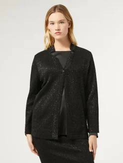Outlet Marina Rinaldi Knit cardigan with sequins BLACK