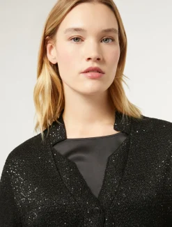 Outlet Marina Rinaldi Knit cardigan with sequins BLACK