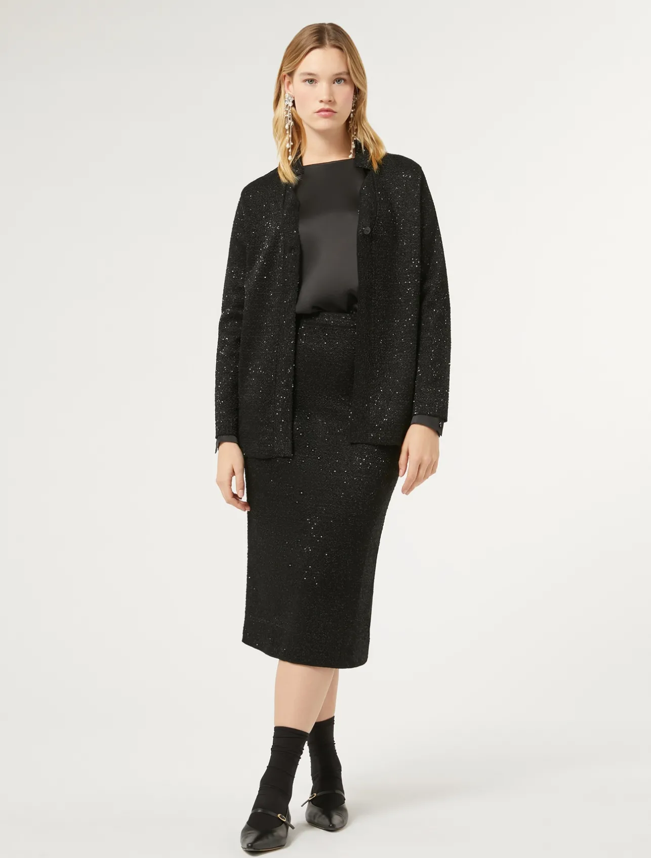 Outlet Marina Rinaldi Knit cardigan with sequins BLACK