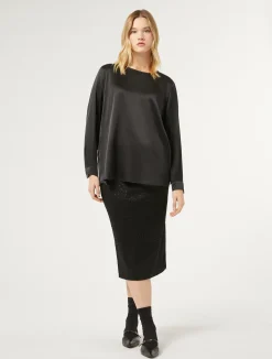 Fashion Marina Rinaldi Knit skirt with sequins BLACK