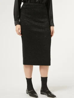 Fashion Marina Rinaldi Knit skirt with sequins BLACK