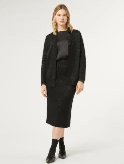 Fashion Marina Rinaldi Knit skirt with sequins BLACK