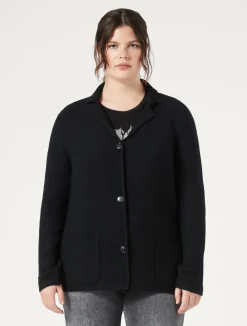 Sale Marina Rinaldi Knit yarn and wool cardigan BLACK