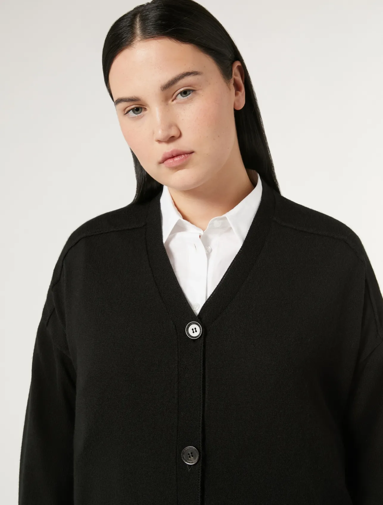 Clearance Marina Rinaldi Knit yarn and wool cardigan BLACK