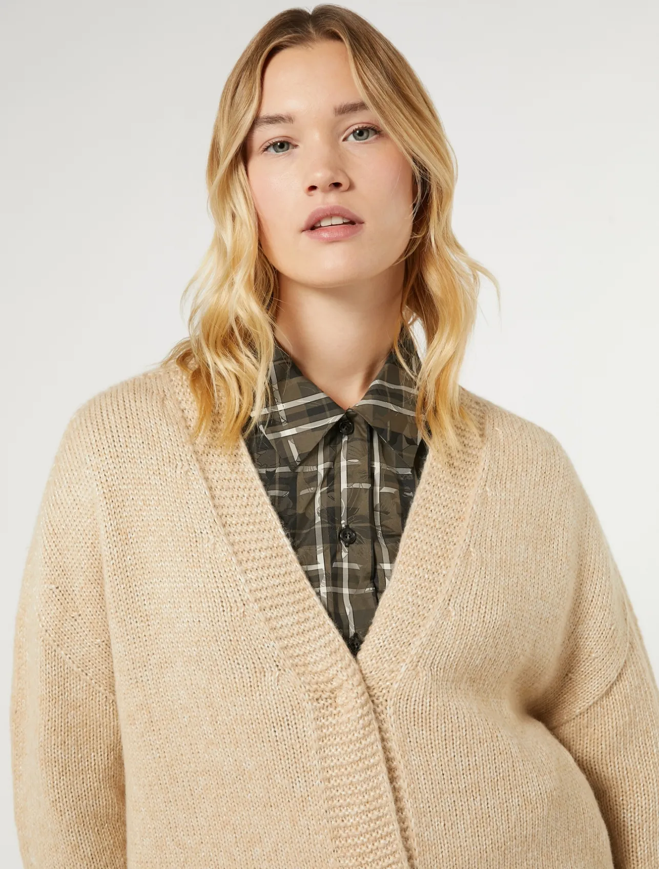 Best Marina Rinaldi Knit yarn coat ALBINO