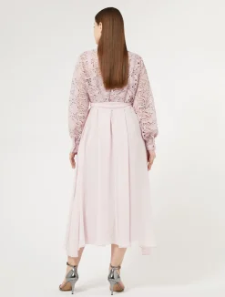 Fashion Marina Rinaldi Lace and silk shirt dress PINK
