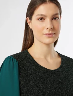 Clearance Marina Rinaldi Lamé jersey and georgette sweatshirt DARKGREEN