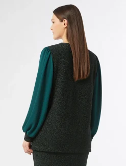 Clearance Marina Rinaldi Lamé jersey and georgette sweatshirt DARKGREEN