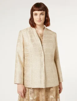 New Marina Rinaldi Lamé yarn-dyed jacket GOLD