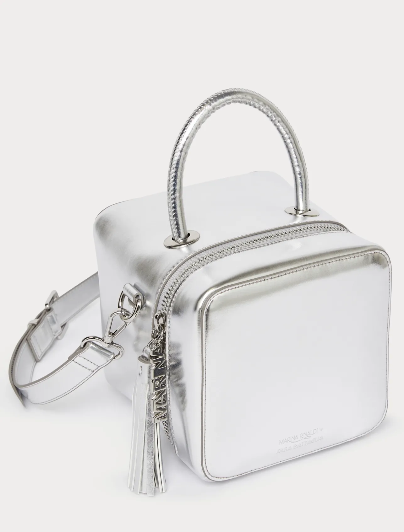 Hot Marina Rinaldi Laminated cube bag SILVER