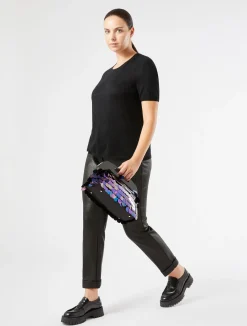 Clearance Marina Rinaldi Laminated jersey trousers BLACK