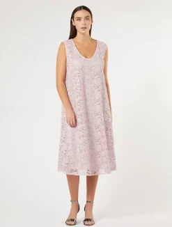 Fashion Marina Rinaldi Laminated lace dress PINK