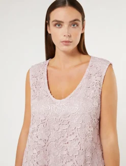 Fashion Marina Rinaldi Laminated lace dress PINK