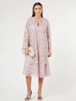 Fashion Marina Rinaldi Laminated lace dress PINK