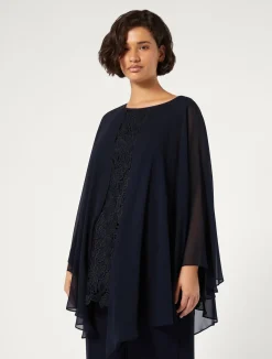 Clearance Marina Rinaldi Laminated macramé tunic MIDNIGHTBLUE
