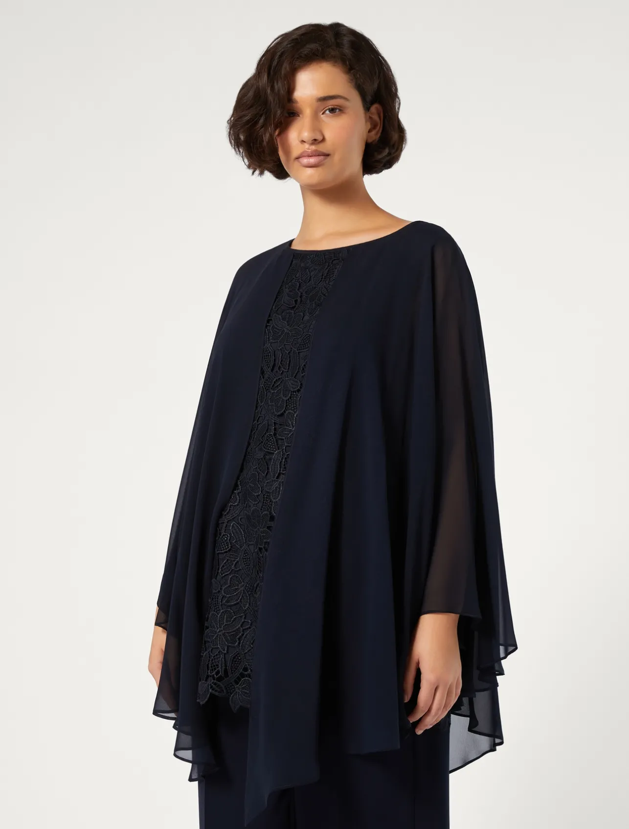 Clearance Marina Rinaldi Laminated macramé tunic MIDNIGHTBLUE