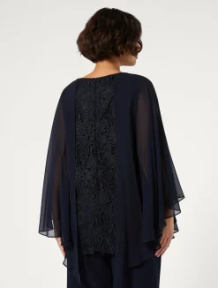 Clearance Marina Rinaldi Laminated macramé tunic MIDNIGHTBLUE