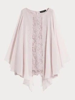 New Marina Rinaldi Laminated macramé tunic PINK