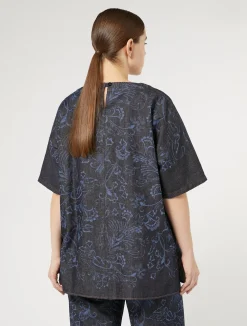 Clearance Marina Rinaldi Lasered denim blouse NAVY