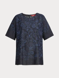 Clearance Marina Rinaldi Lasered denim blouse NAVY