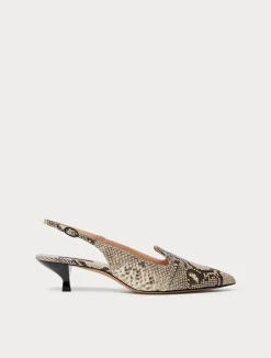 Sale Marina Rinaldi Leather slingback heels NATURAL