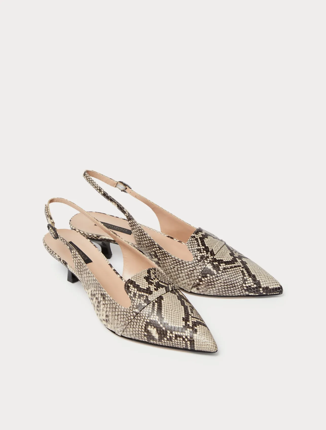 Sale Marina Rinaldi Leather slingback heels NATURAL