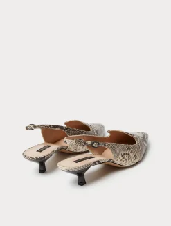 Sale Marina Rinaldi Leather slingback heels NATURAL