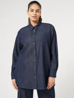 Sale Marina Rinaldi Lightweight denim shirt MIDNIGHTBLUE