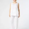Fashion Marina Rinaldi Linen canvas trousers OPTICALWHITE