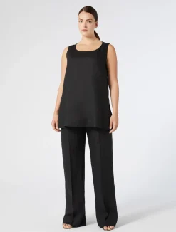 Best Marina Rinaldi Linen canvas trousers BLACK
