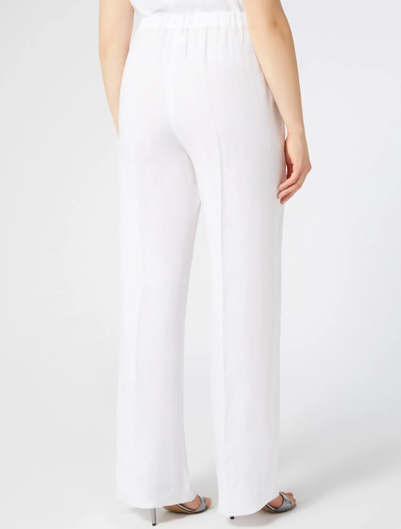 Fashion Marina Rinaldi Linen canvas trousers OPTICALWHITE