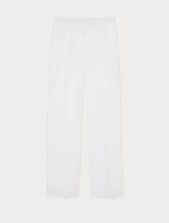 Fashion Marina Rinaldi Linen canvas trousers OPTICALWHITE