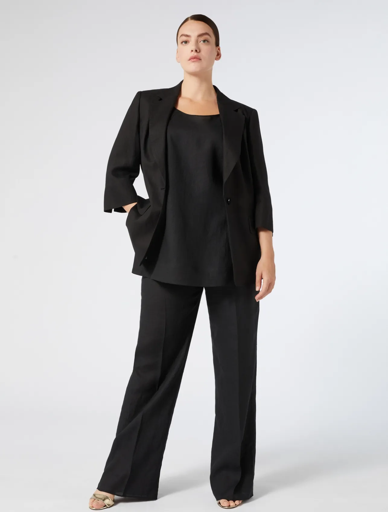 Best Marina Rinaldi Linen canvas trousers BLACK