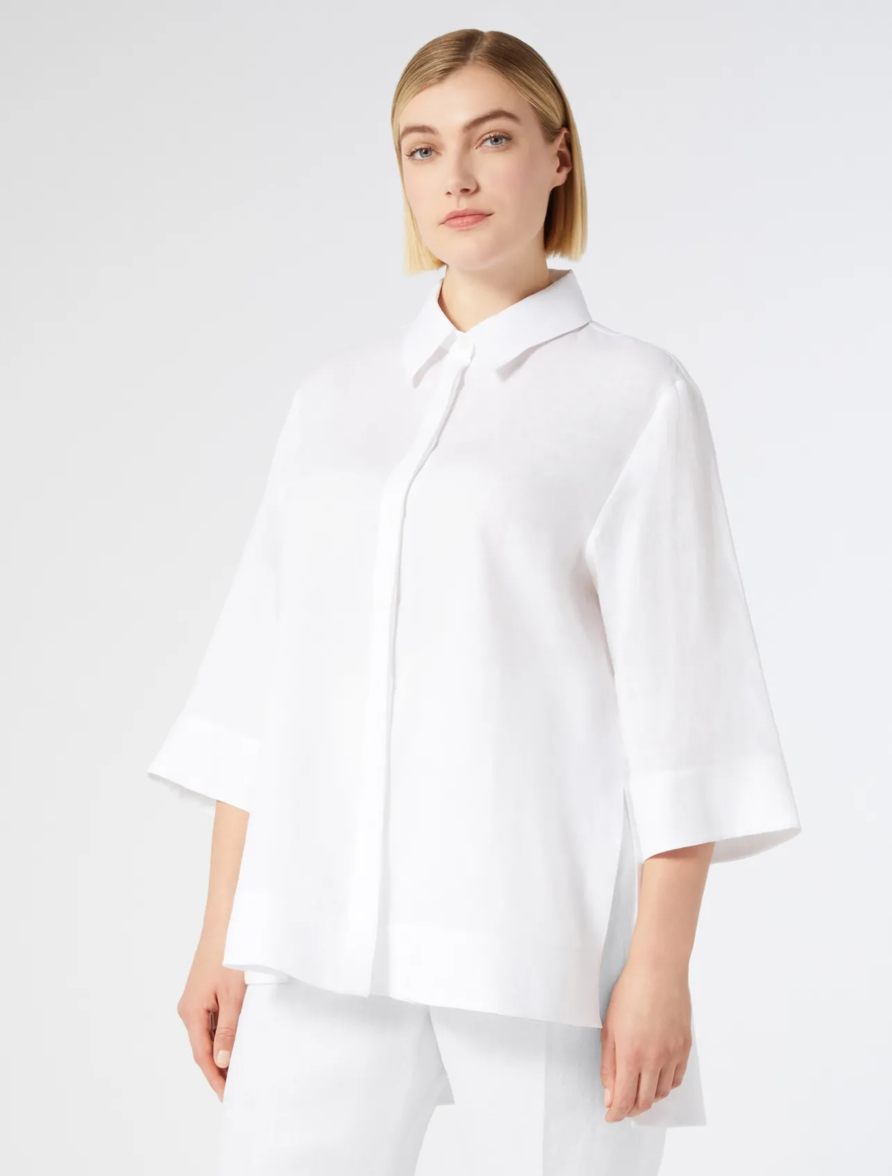 Online Marina Rinaldi Linen tunic OPTICALWHITE