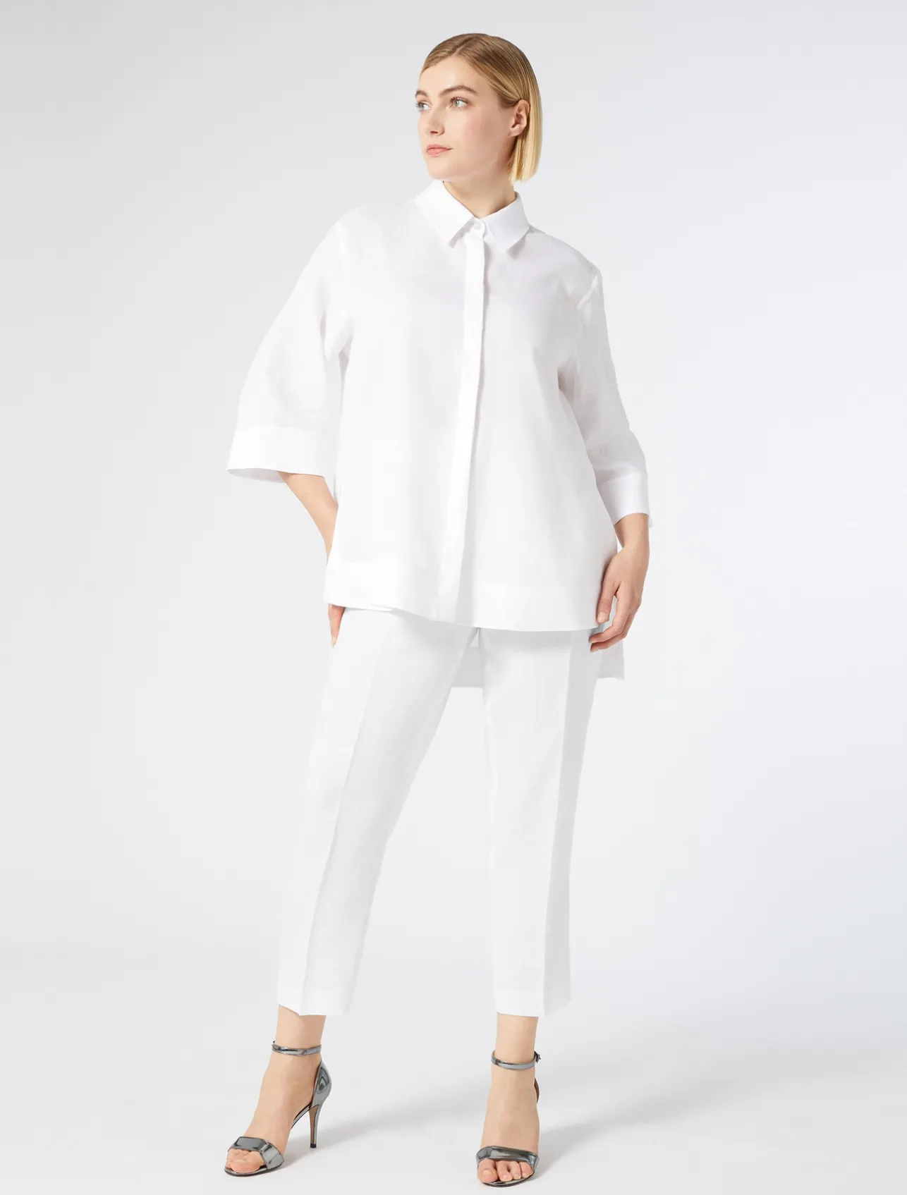 Online Marina Rinaldi Linen tunic OPTICALWHITE