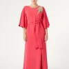 Sale Marina Rinaldi Long cady dress with embroidery GERANIUM